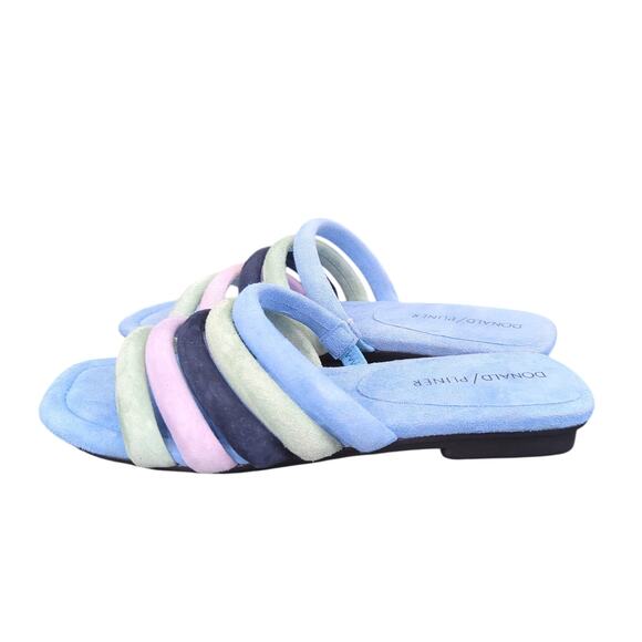 Donald Pliner Kip Slide Sandals Slip-on Suede Women's 5 Blue Green Square Toe - Picture 2 of 8